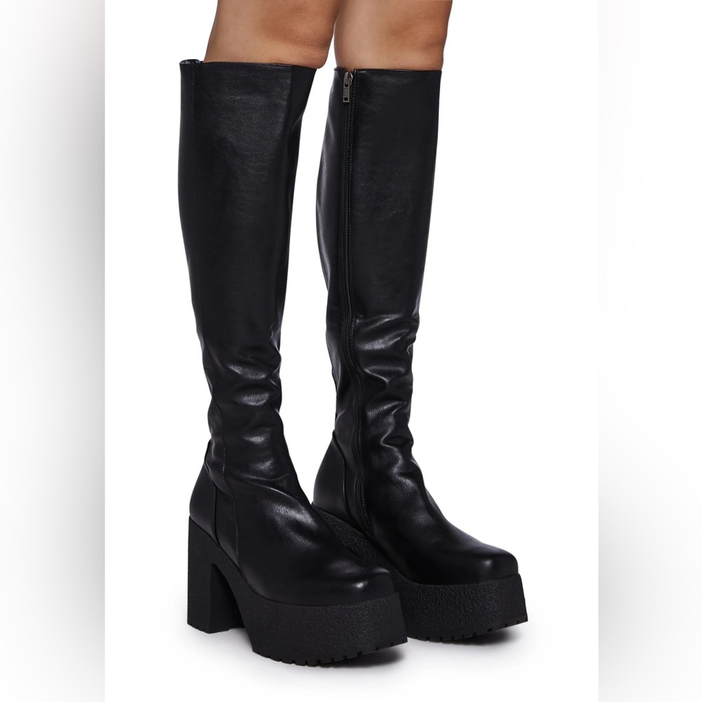 LA MODA - Black Knee High Platform Boots